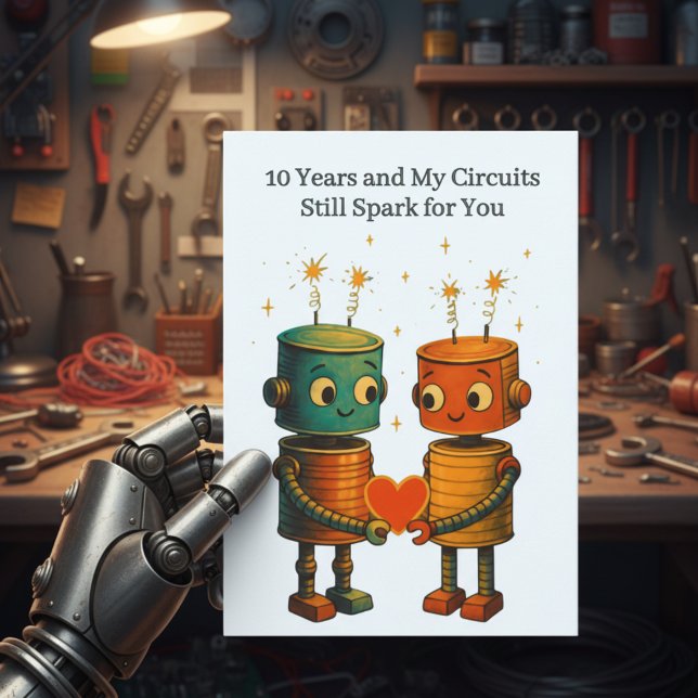 Tin Robot Love 10th Wedding Anniversary Card (Creator Uploaded)