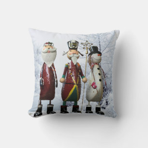 Tin Santa, Soldier and Snowman Christmas Cushion