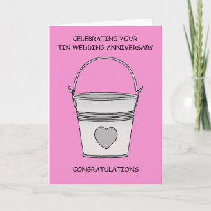 Tin Wedding Anniversary 10 Years Congratulations Card
