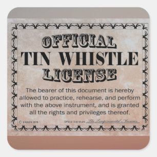 Tin Whistle License Square Sticker