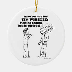 Tin Whistle Zombie Explode Ceramic Tree Decoration