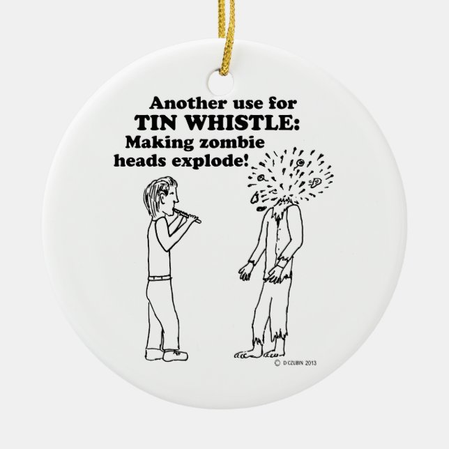 Tin Whistle Zombie Explode Ceramic Tree Decoration (Front)