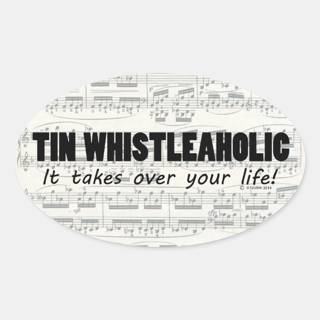 Tin Whistleaholic Life Oval Sticker (Front)