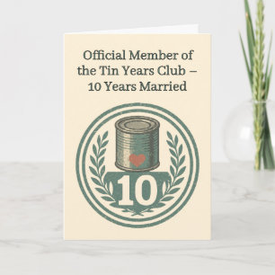 Tin Years Club Vintage Emblem 10th Anniversary Card