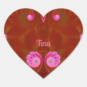 TINA ~ COOL! ~ PINK SPIN ~ Bright Design ~ Heart Sticker