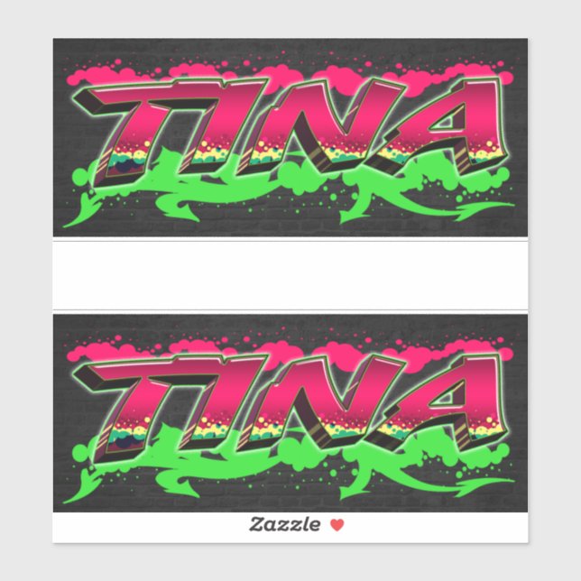 Tina First Name Graffiti Sticker (Sheet)