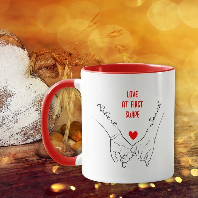 Tinder Couple Holding Hands Valentine´s Day Red Mug (Creator Uploaded)