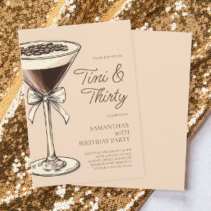 Tini and Thirty Script Martini 30th Birthday Party Invitation