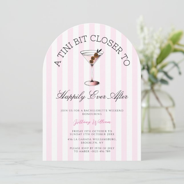 Tini Bit Closer To Happily Ever After Bachelorette Invitation (Standing Front)