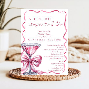 Tini Bit Closer to I Do Pink Martini Bridal Shower Invitation