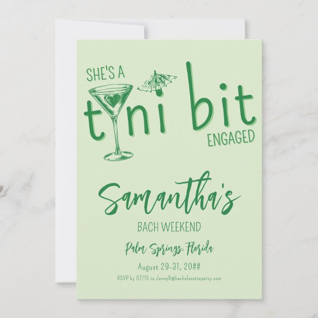 Tini Bit Engaged Martini Bachelorette Bach Weekend Invitation (Front)