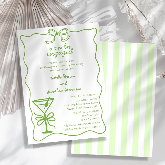 Tini Bit Hand Drawn Dirty Martini Engagement Party Invitation (Creator Uploaded)