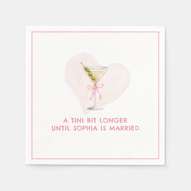  Tini Bit Longer Bridal Shower Bow Trendy Martini Napkin (Front)