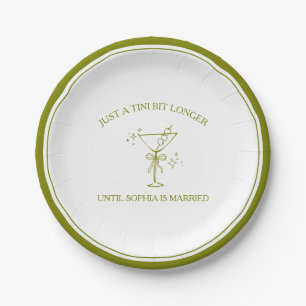"Tini Bit Longer" Dirty Martini Olive Bachelorette Paper Plate