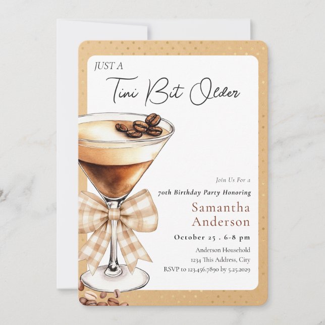 Tini Bit Older 70th Birthday Coffee Invitation (Front)