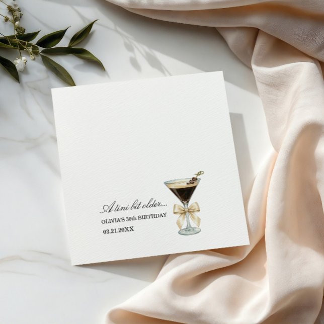 Tini Bit Older Birthday Martini Bow Napkins (Creator Uploaded)