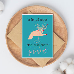Tini Bit Older Blue Feminine Retro Martini Card