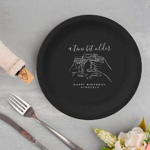 Tini Bit Older Chic Black Cocktail Birthday Party Paper Plate