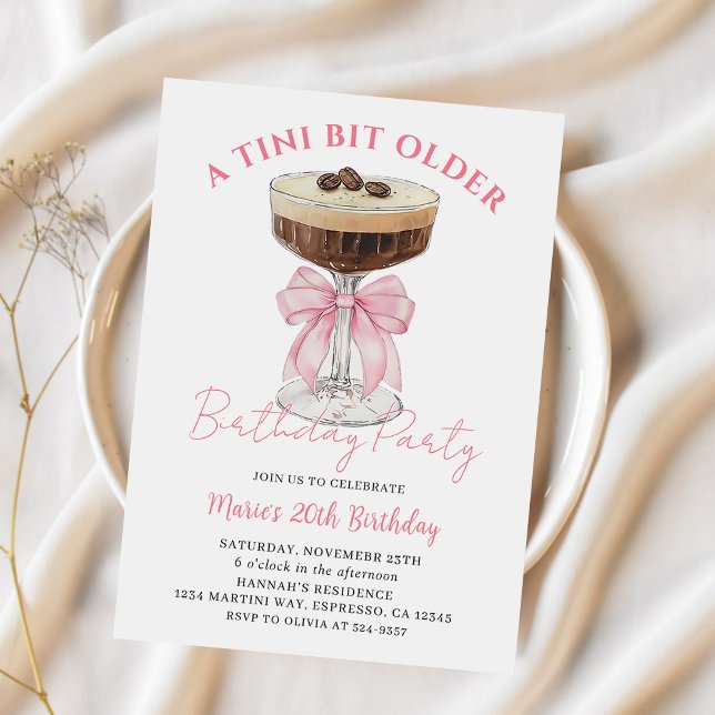 Tini Bit Older Chic Espresso Martini Birthday Invitation (Creator Uploaded)