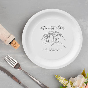 Tini Bit Older Chic White Cocktail Birthday Party Paper Plate