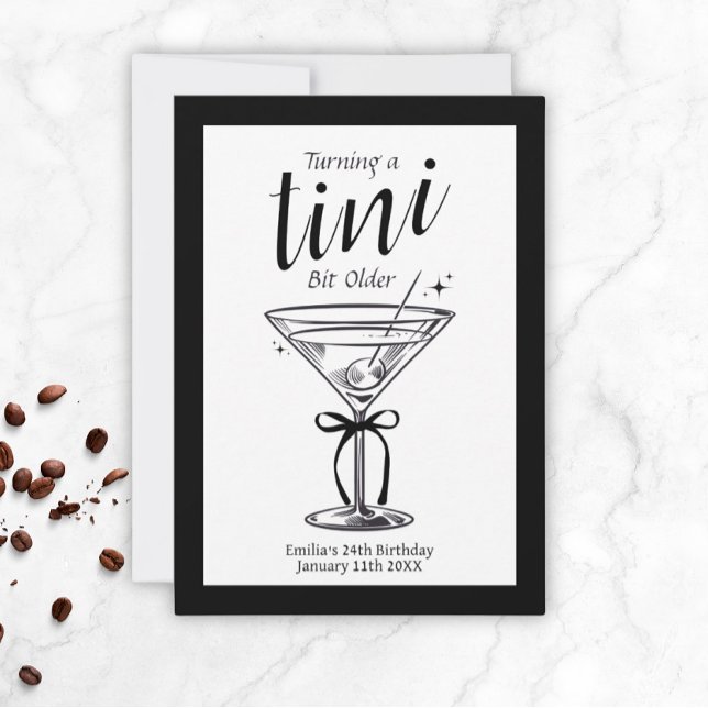 Tini Bit Older - Classy Martini Theme Invitation (Tini Bit Older Martini Birthday Invitations)