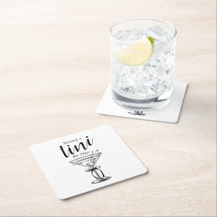 Tini Bit Older - Classy Martini Theme Square Paper Coaster