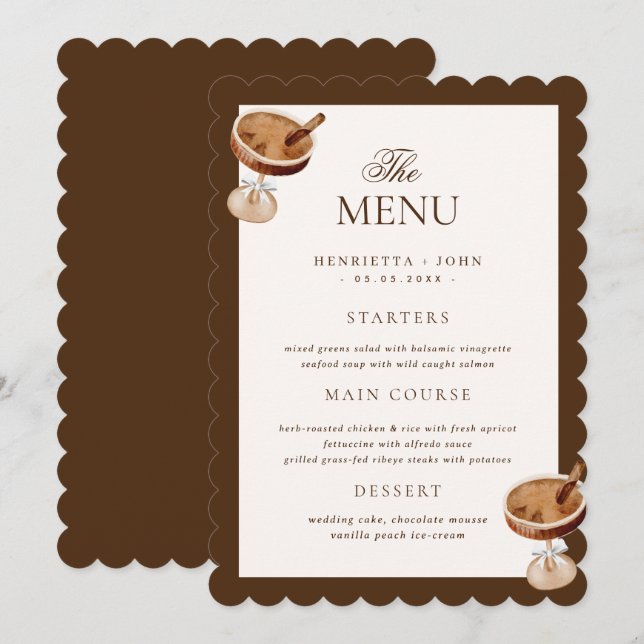 Tini Bit Older Espresso Bridal Shower Menu Card (Front/Back)