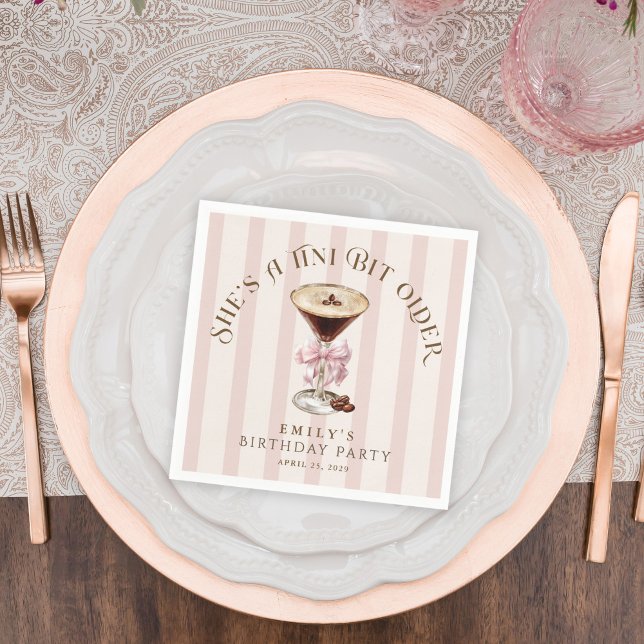 Tini Bit Older Espresso Martini Birthday Party Napkin (Creator Uploaded)