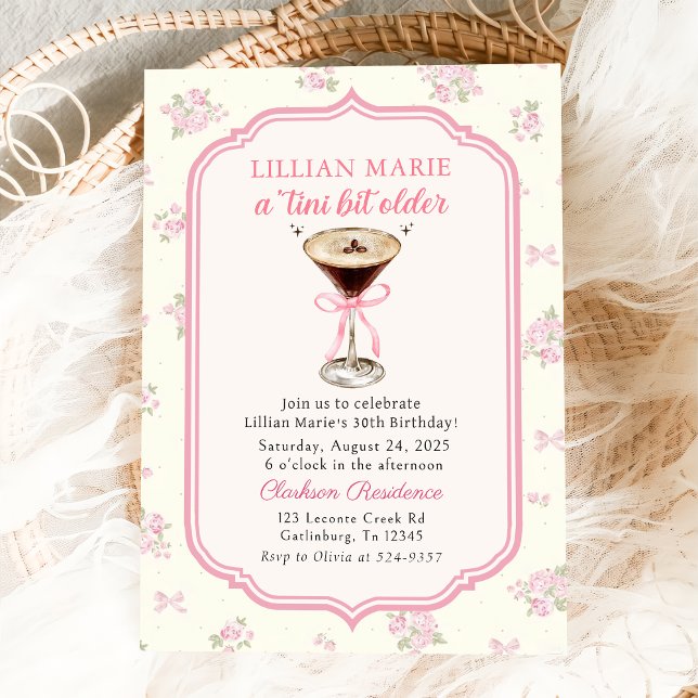 Tini Bit Older Espresso Martini Coquette Birthday Invitation (Creator Uploaded)