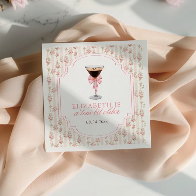 'Tini Bit Older Espresso Martini Coquette Birthday Napkin (Creator Uploaded)