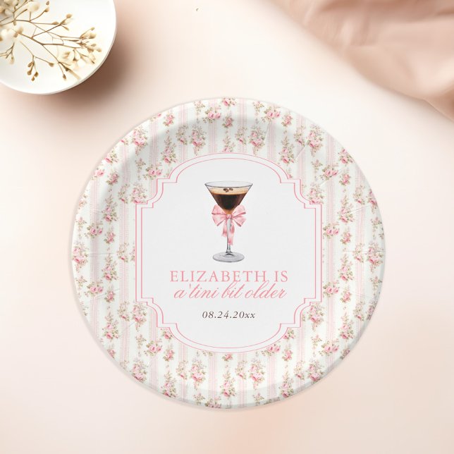 'Tini Bit Older Espresso Martini Coquette Birthday Paper Plate (Creator Uploaded)