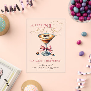 Tini Bit Older Espresso Martini Pink Bow Birthday Acrylic Invitations