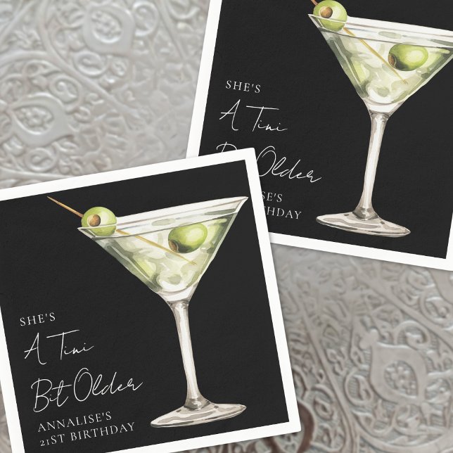 Tini Bit Older Martini Birthday Napkin (Tini Bit Older Martini Birthday Napkins)