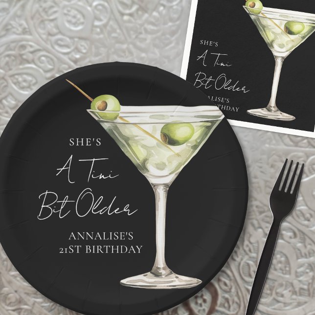 Tini Bit Older Martini Birthday Party Paper Plate (Tini Bit Older Martini Birthday Party Paper Plates)