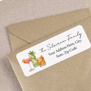 Tini Bit Older Martini Cocktail Watercolor Return Address Label