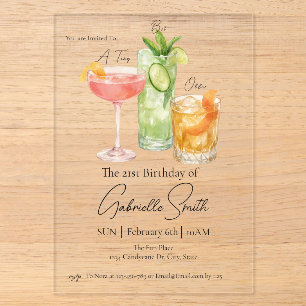 Tini Bit Older Martini Happy 21st Birthday Acrylic Invitations