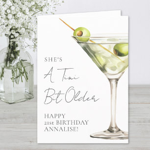 Tini Bit Older Martini Happy Birthday Card