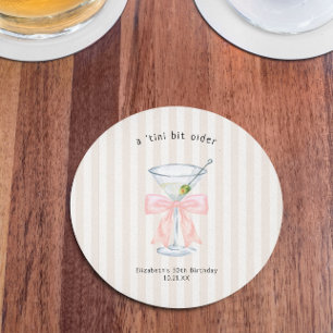 Tini Bit Older   Martini Themed Birthday Round Paper Coaster