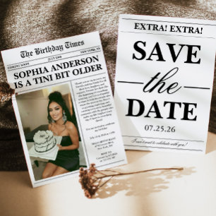 Tini Bit Older Newspaper Adult Birthday Invitation