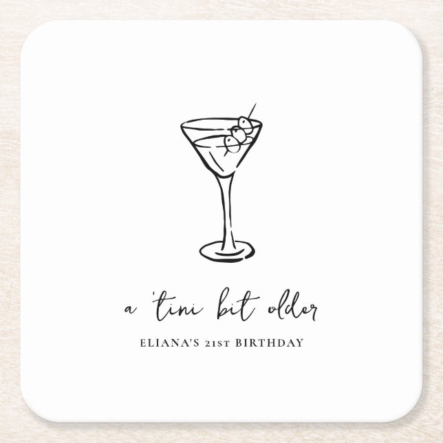 Tini Bit Older Personalised Birthday Party Square Paper Coaster (Front)