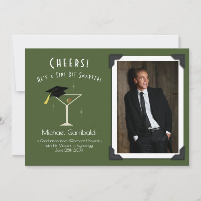 Tini Bit Smarter Graduation Announcement Martini (Front)
