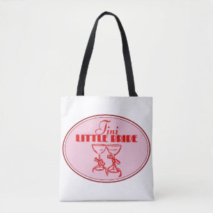 Tini Little Bride Design Pink Martini Glass Tote Bag