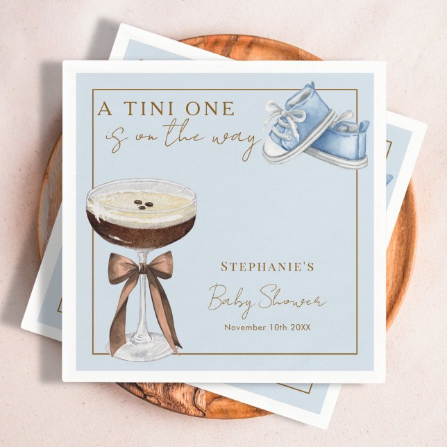 Tini One Blue Espresso Martini Boy Baby Shower Napkin (Creator Uploaded)