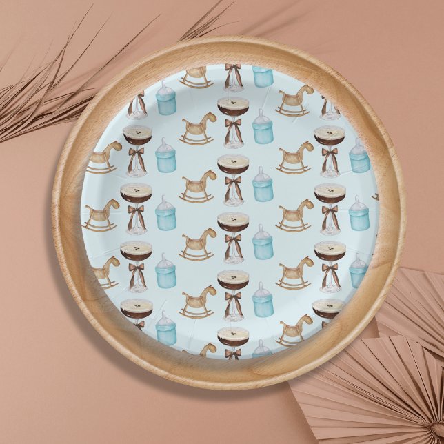 Tini One Blue Espresso Martini Boy Baby Shower Paper Plate (Creator Uploaded)