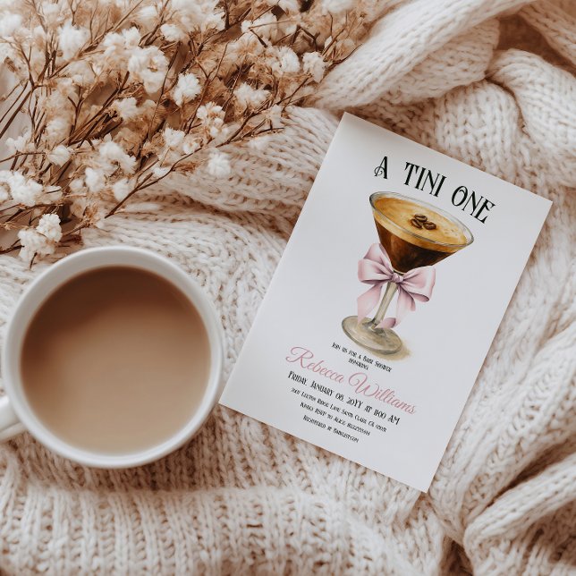 Tini One Bow Espresso Martini Coffee Baby Shower Invitation (Creator Uploaded)