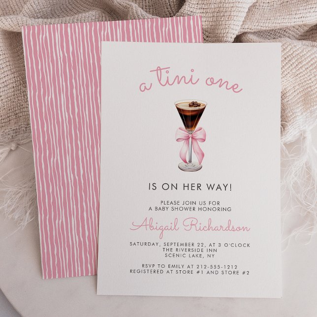 Tini One Espresso Martini Pink Girl Baby Shower Invitation (Creator Uploaded)