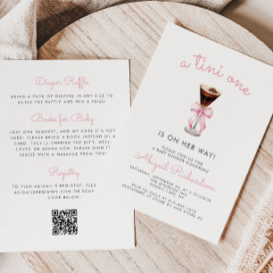 Tini One Espresso Martini QR Code Girl Baby Shower Invitation