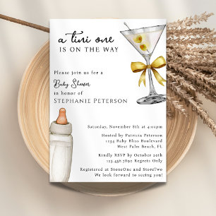 Tini One Is On The Way Yellow Martini Baby Shower Invitation