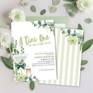 Tini one martini green gender neutral baby shower invitation