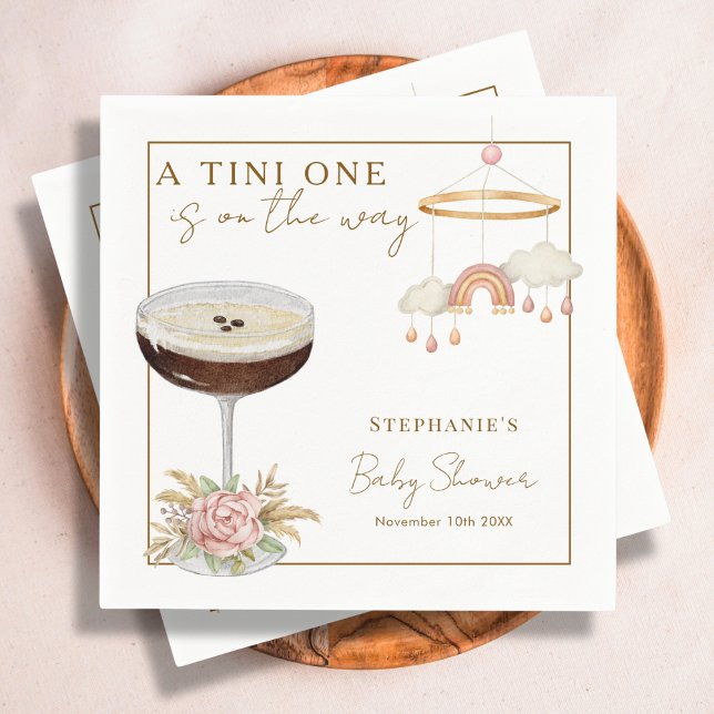 Tini One Pink Espresso Martini Girl Baby Shower Napkin (Creator Uploaded)